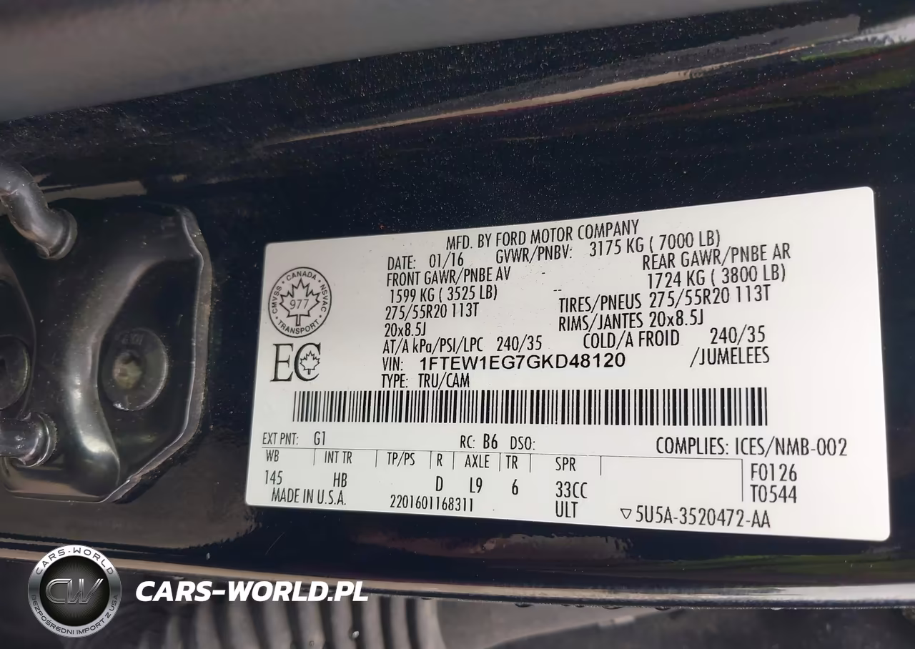 2016 Ford F-150 Lariat VIN:1FTEW1EG7GKD48120 - 9