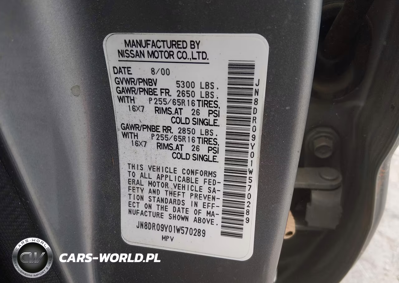 2001 Nissan Pathfinder Se VIN:JN8DR09Y01W570289 - 9