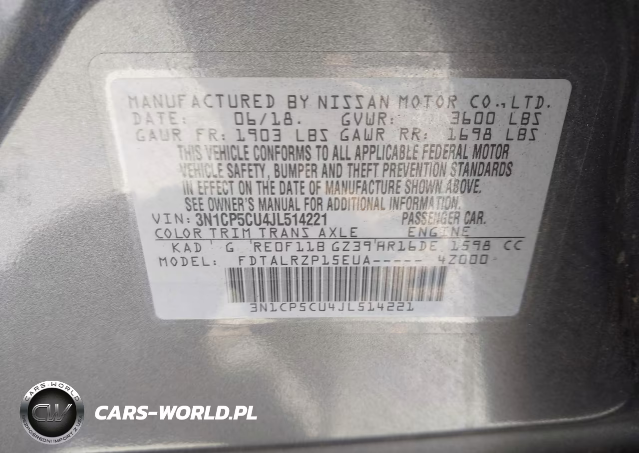 2018 Nissan Kicks S VIN:3N1CP5CU4JL514221 - 9