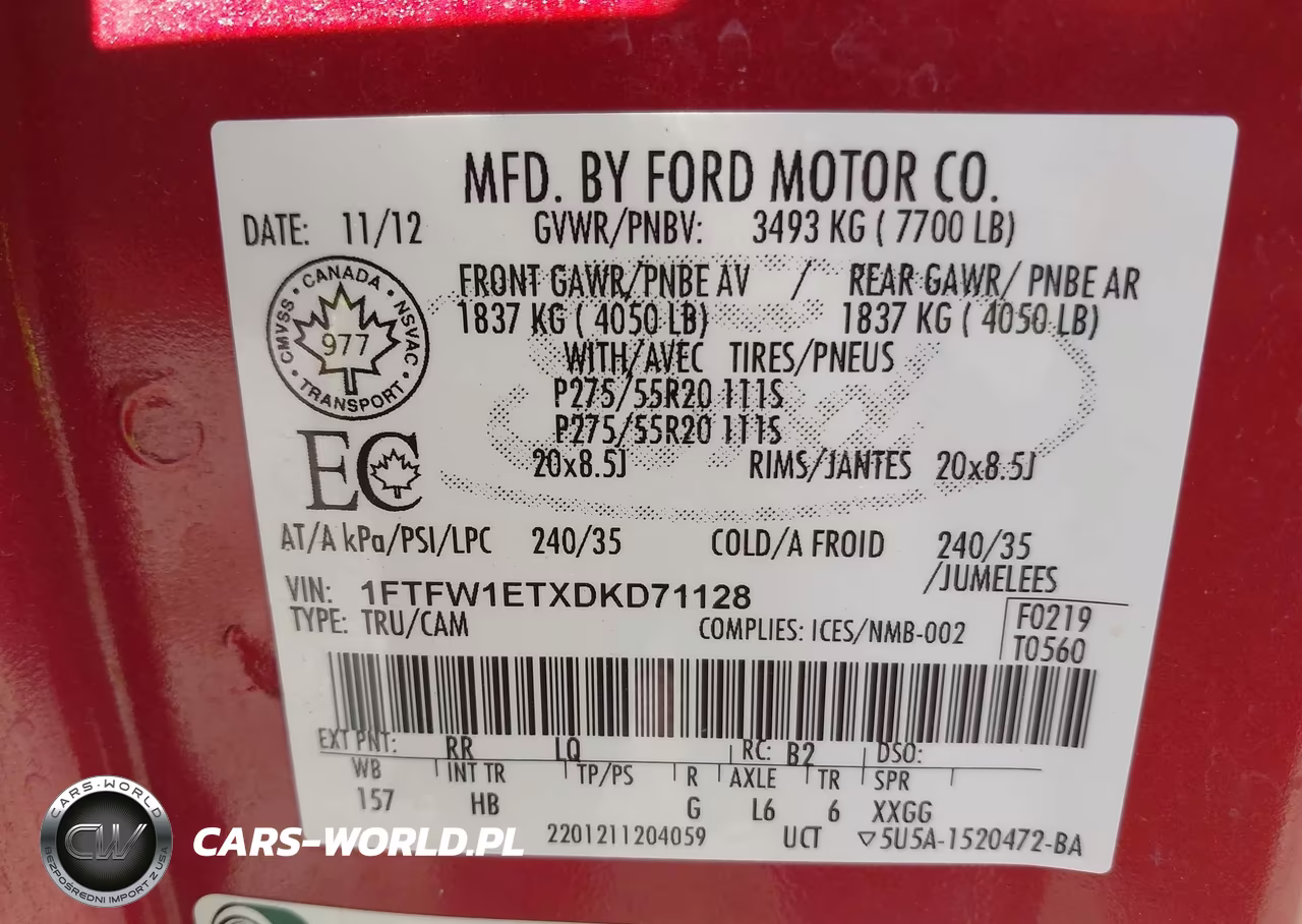 2013 Ford F-150 Lariat VIN:1FTFW1ETXDKD71128 - 9