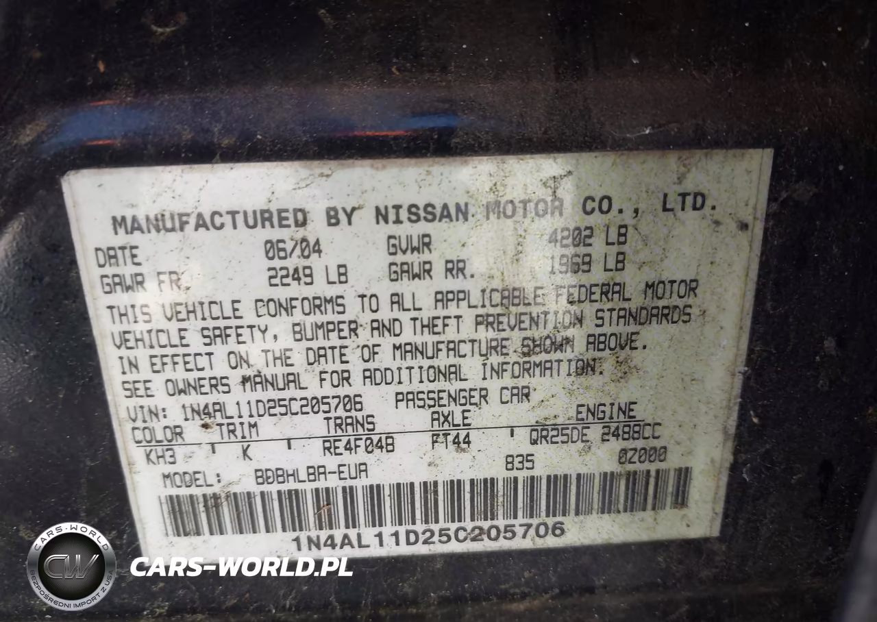 2005 Nissan Altima 2.5 S VIN:1N4AL11D25C205706 - 9