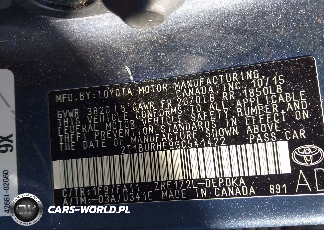 2016 Toyota Corolla L VIN:2T1BURHE9GC541422 - 9