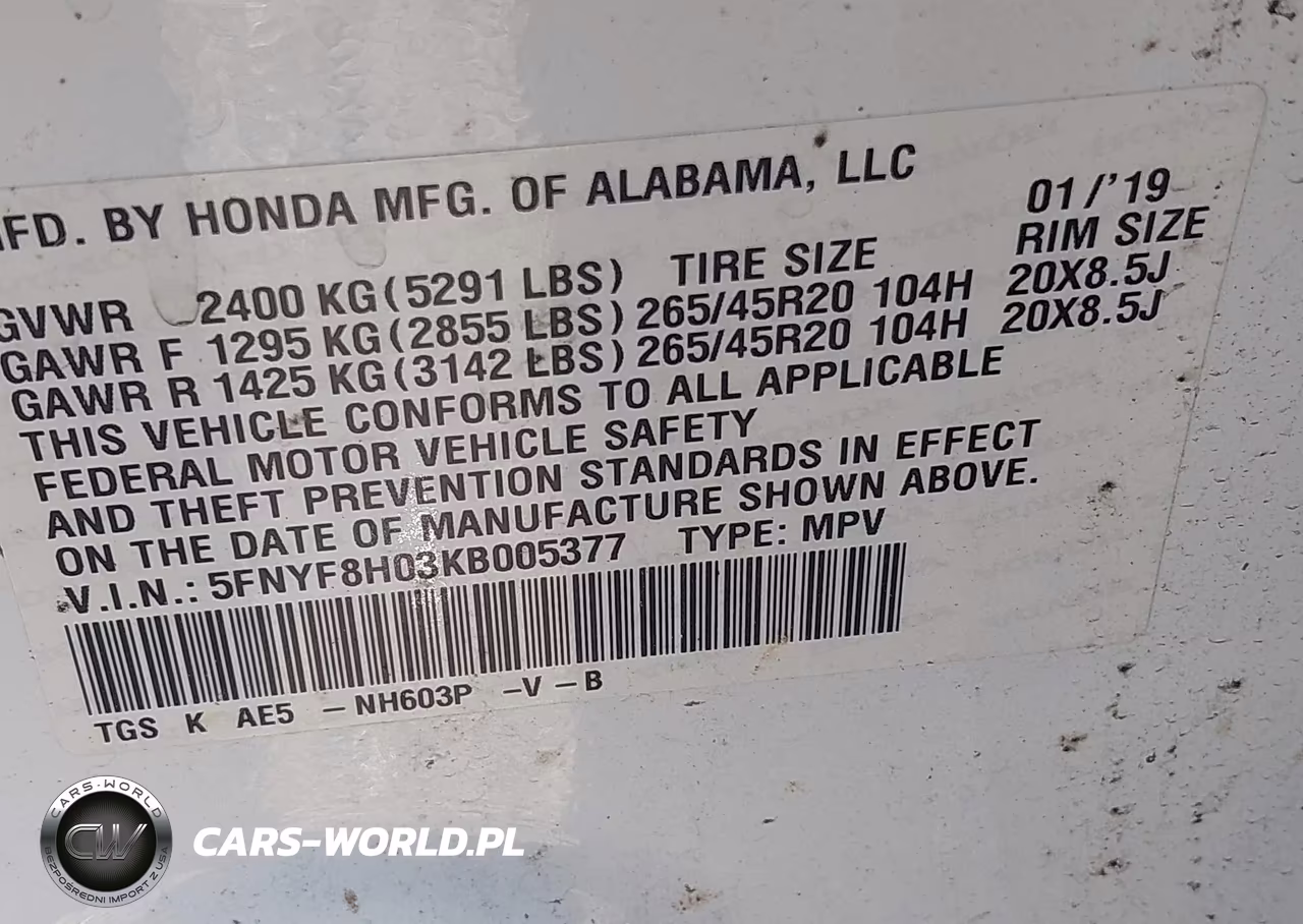 2019 Honda Passport Elite VIN:5FNYF8H03KB005377 - 9
