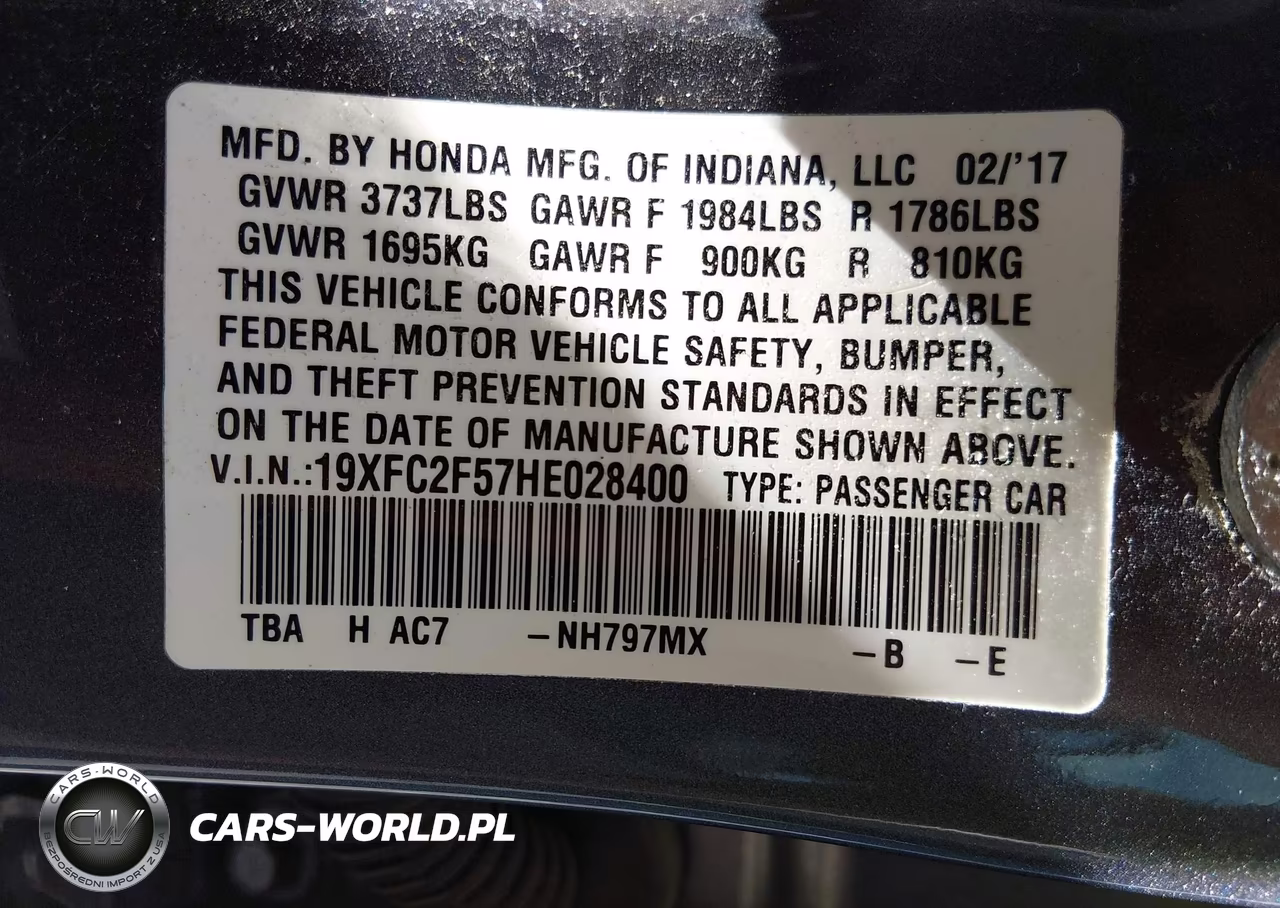 2017 Honda Civic Lx VIN:19XFC2F57HE028400 - 9