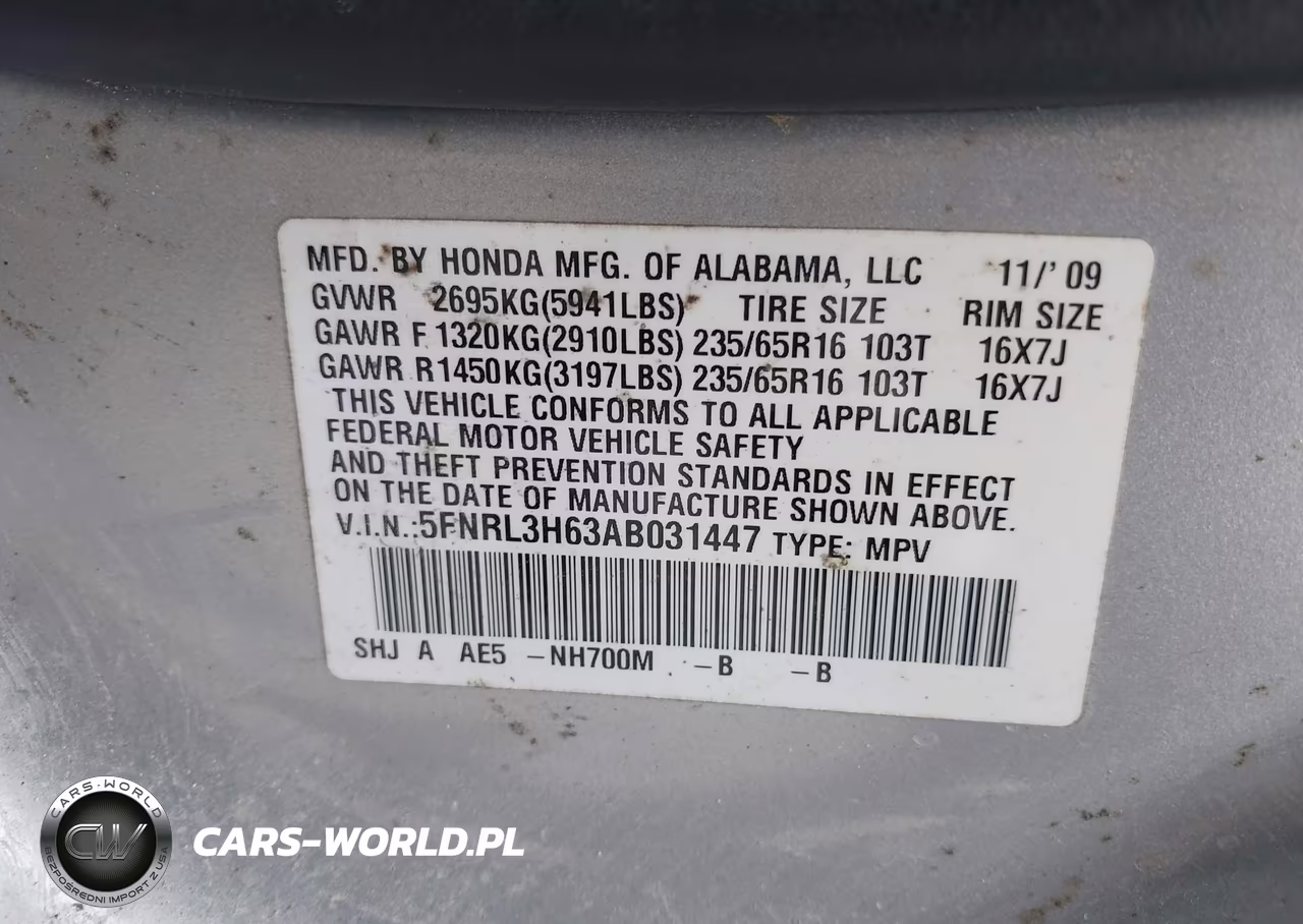 2010 Honda Odyssey Ex-L VIN:5FNRL3H63AB031447 - 9