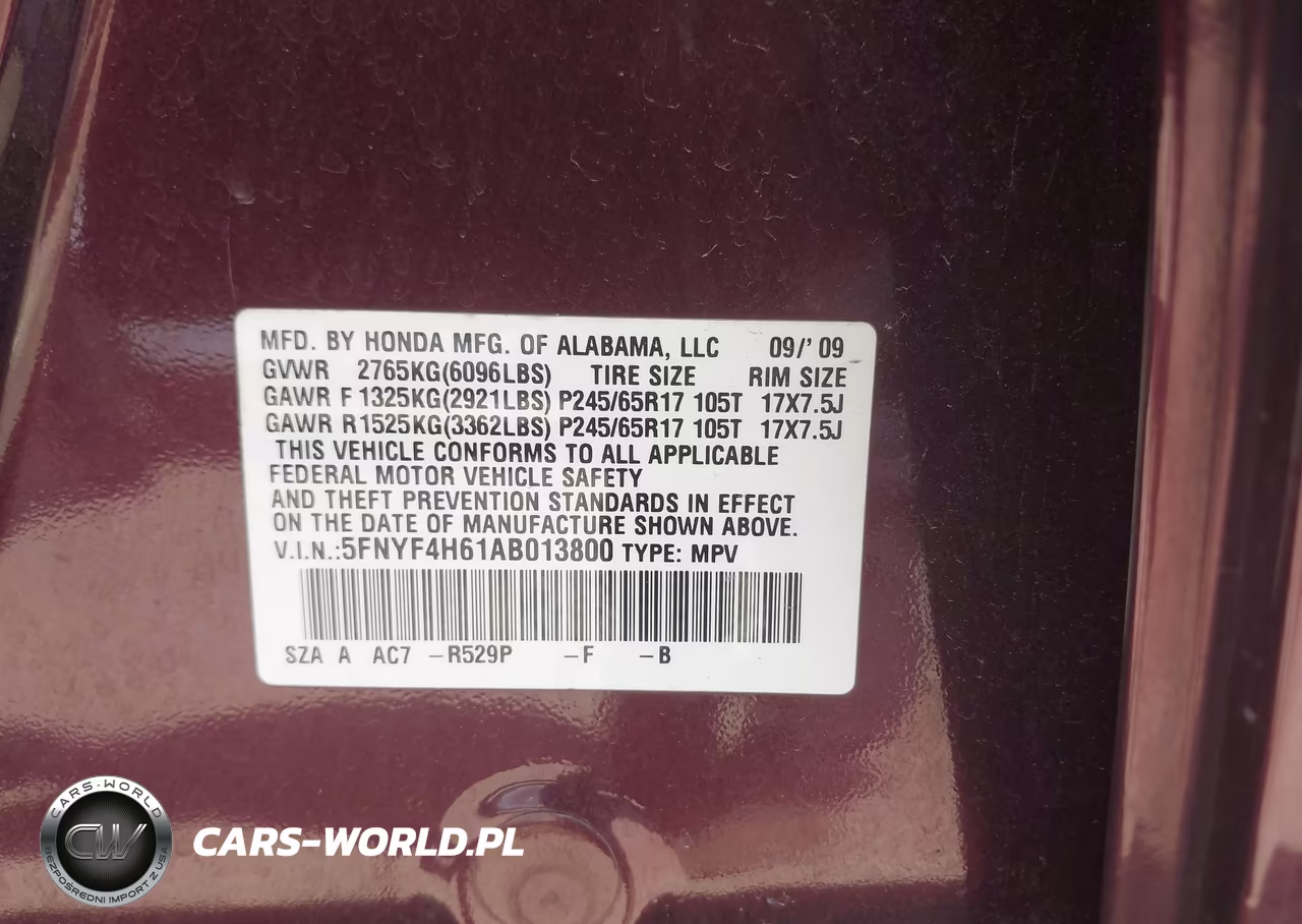2010 Honda Pilot Ex-L VIN:5FNYF4H61AB013800 - 9