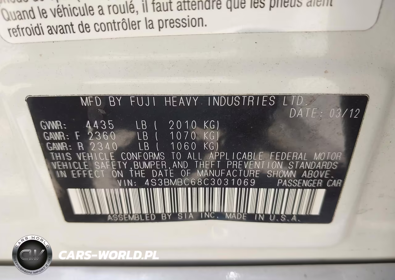 2012 Subaru Legacy 2.5I Premium VIN:4S3BMBC68C3031069 - 9