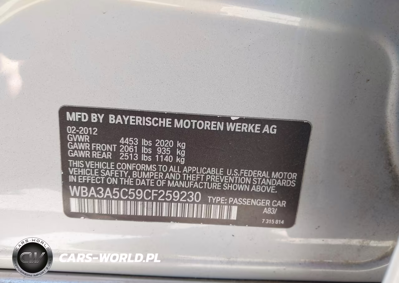 2012 BMW 328I VIN:WBA3A5C59CF259230 - 9