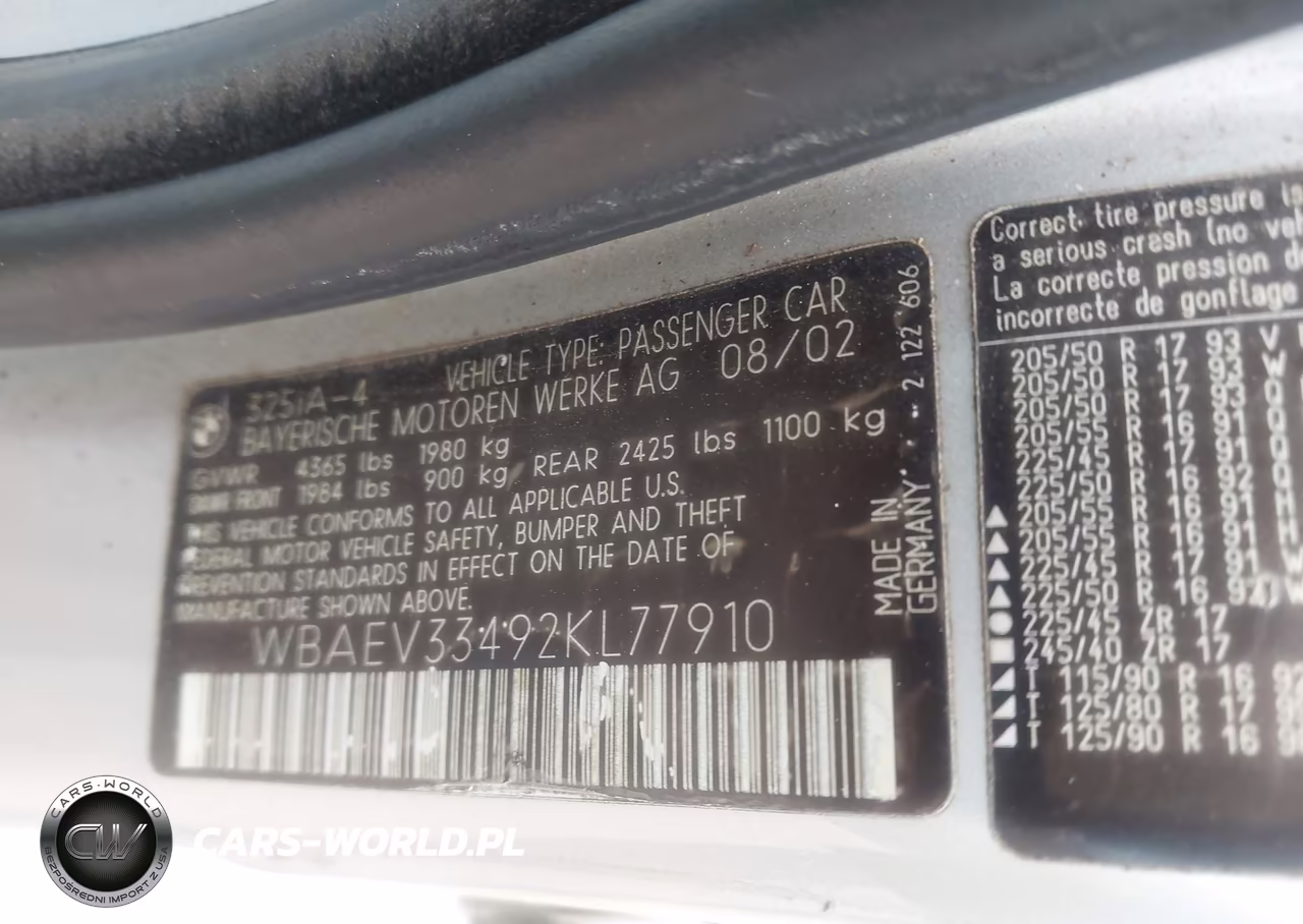 2002 BMW 325I VIN:WBAEV33492KL77910 - 9