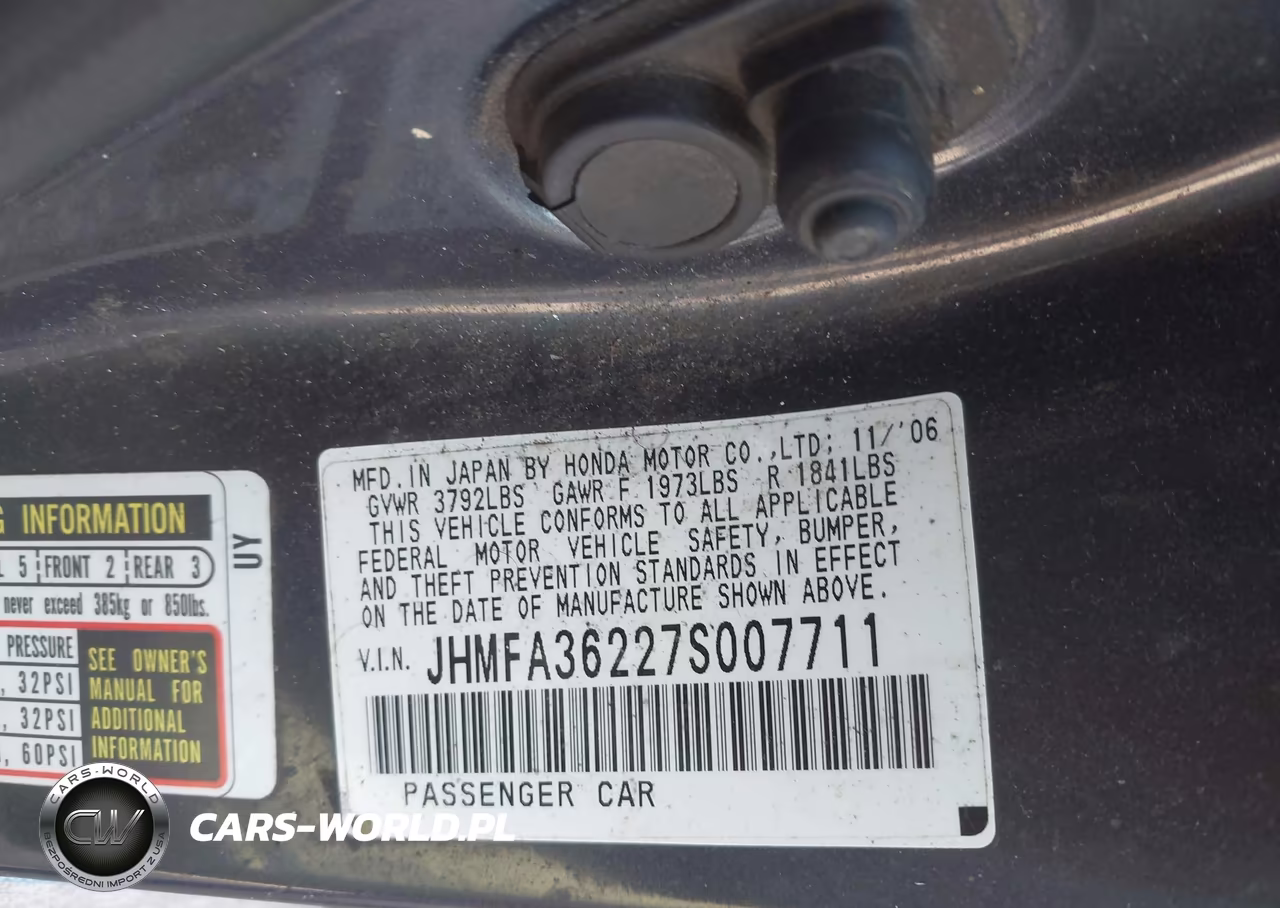 2007 Honda Civic Hybrid VIN:JHMFA36227S007711 - 9