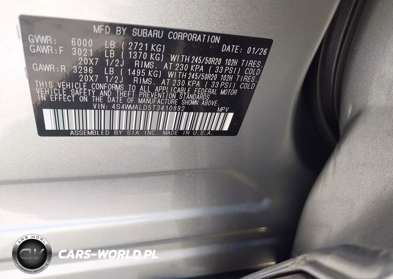 2026 Subaru Ascent Onyx Edition Touring VIN:4S4WMALD5T3410892 - 9