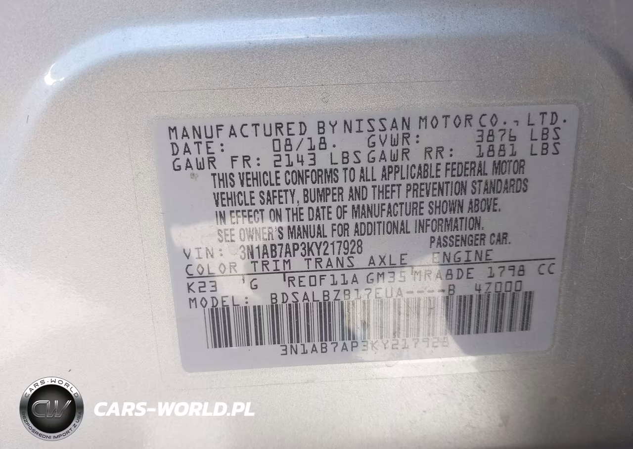 2019 Nissan Sentra S VIN:3N1AB7AP3KY217928 - 9