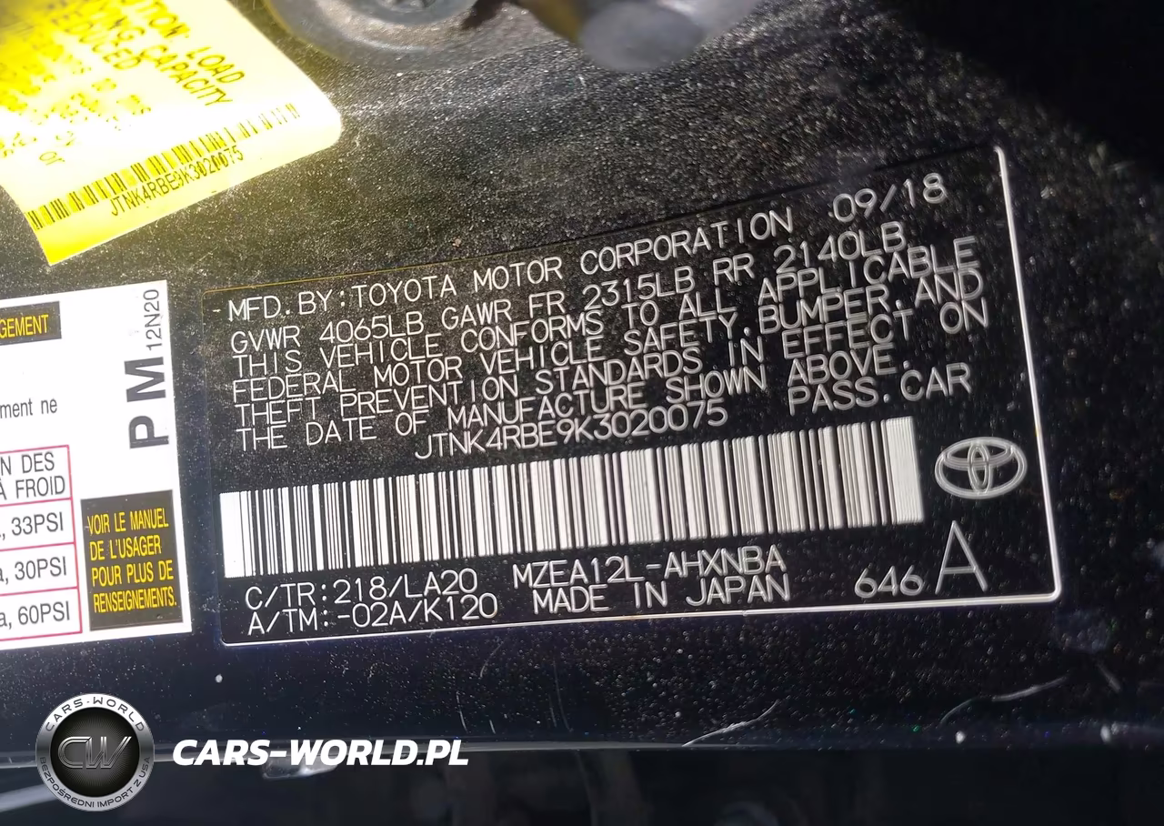 2019 Toyota Corolla Xse VIN:JTNK4RBE9K3020075 - 9