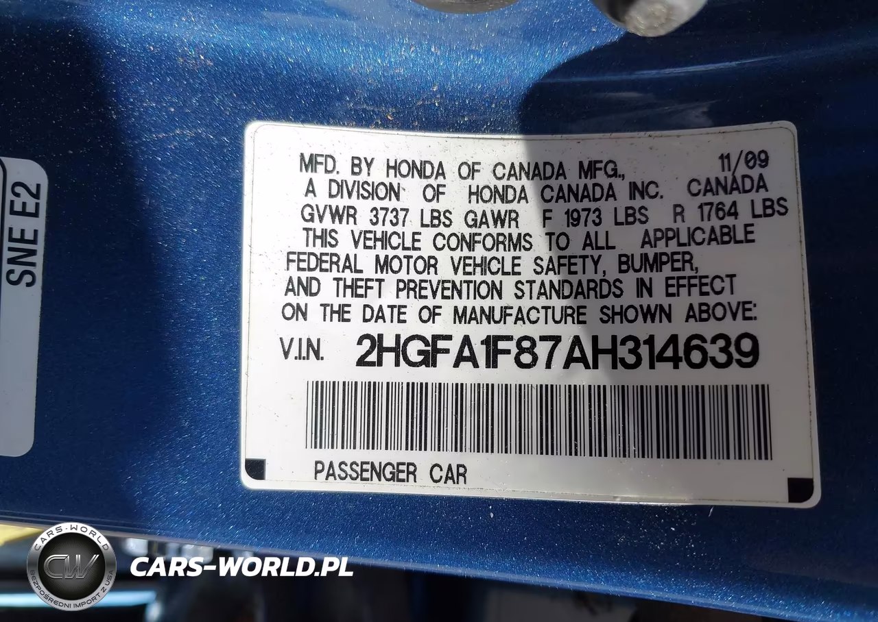 2010 Honda Civic Ex VIN:2HGFA1F87AH314639 - 9