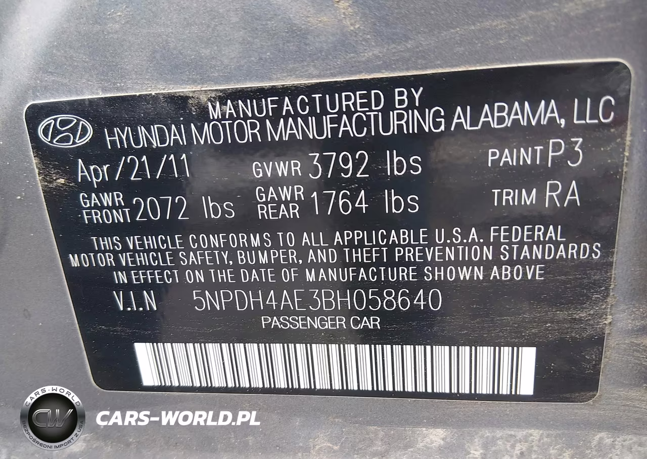 2011 Hyundai Elantra Gls VIN:5NPDH4AE3BH058640 - 9