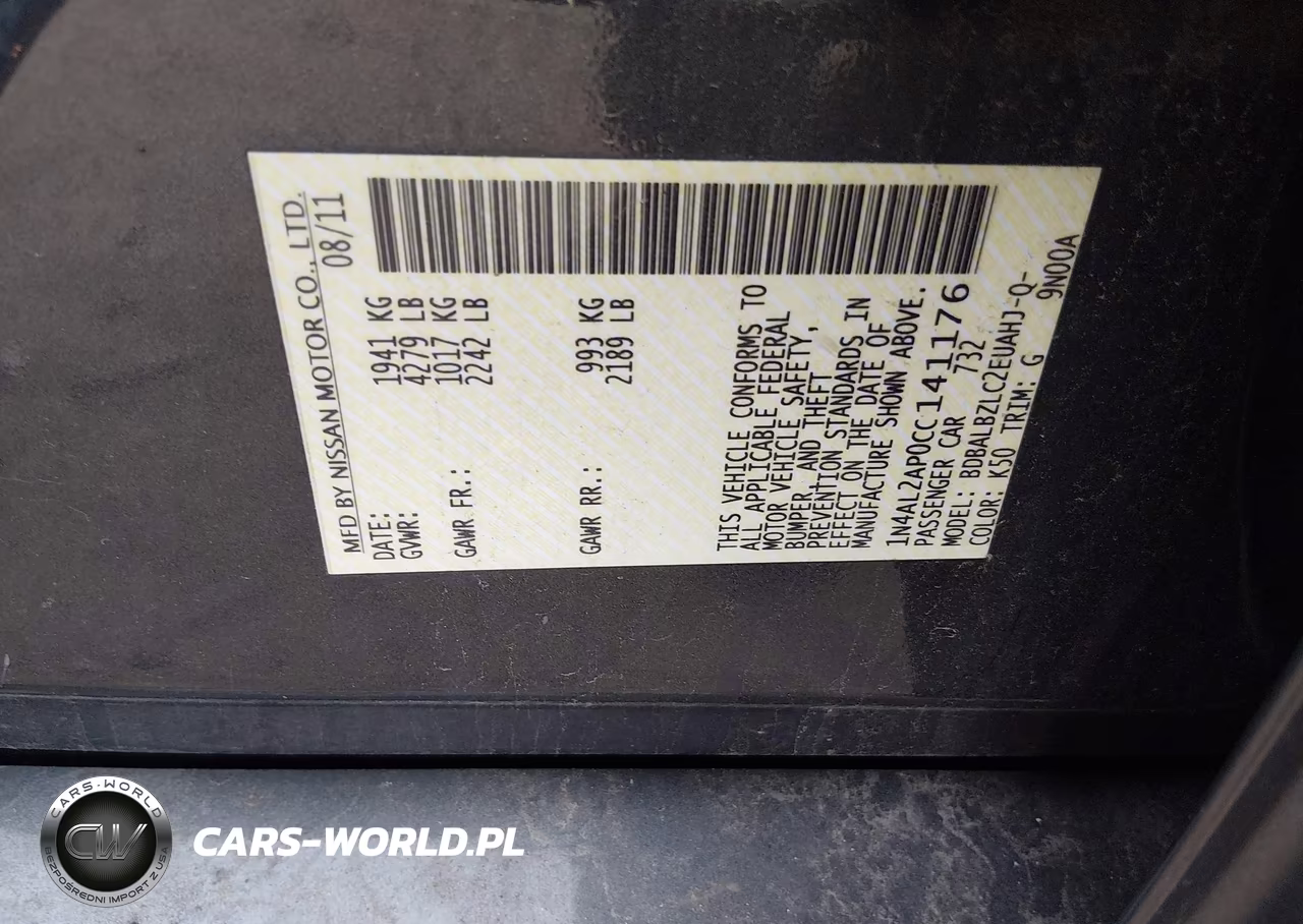 2012 Nissan Altima 2.5 S VIN:1N4AL2AP0CC141176 - 9