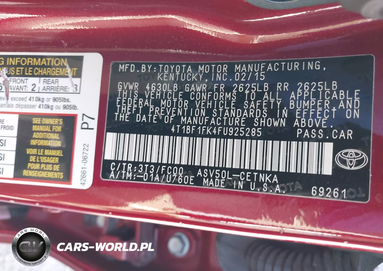 2015 Toyota Camry Le VIN:4T1BF1FK4FU925285 - 9