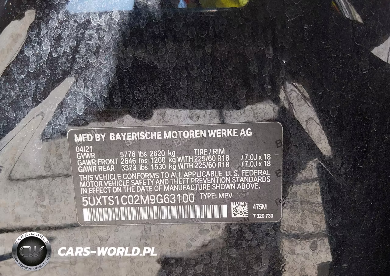 2021 BMW X3 Phev xDrive30E VIN:5UXTS1C02M9G63100 - 9