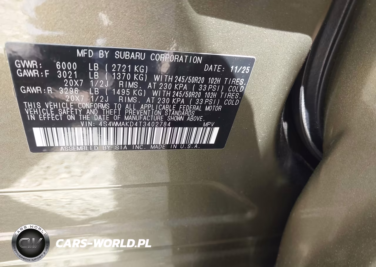 2026 Subaru Ascent Touring 7-Passenger VIN:4S4WMAKD4T3402784 - 9