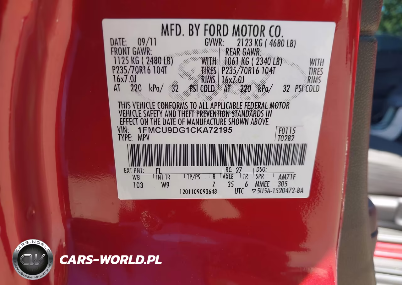 2012 Ford Escape Xlt VIN:1FMCU9DG1CKA72195 - 9