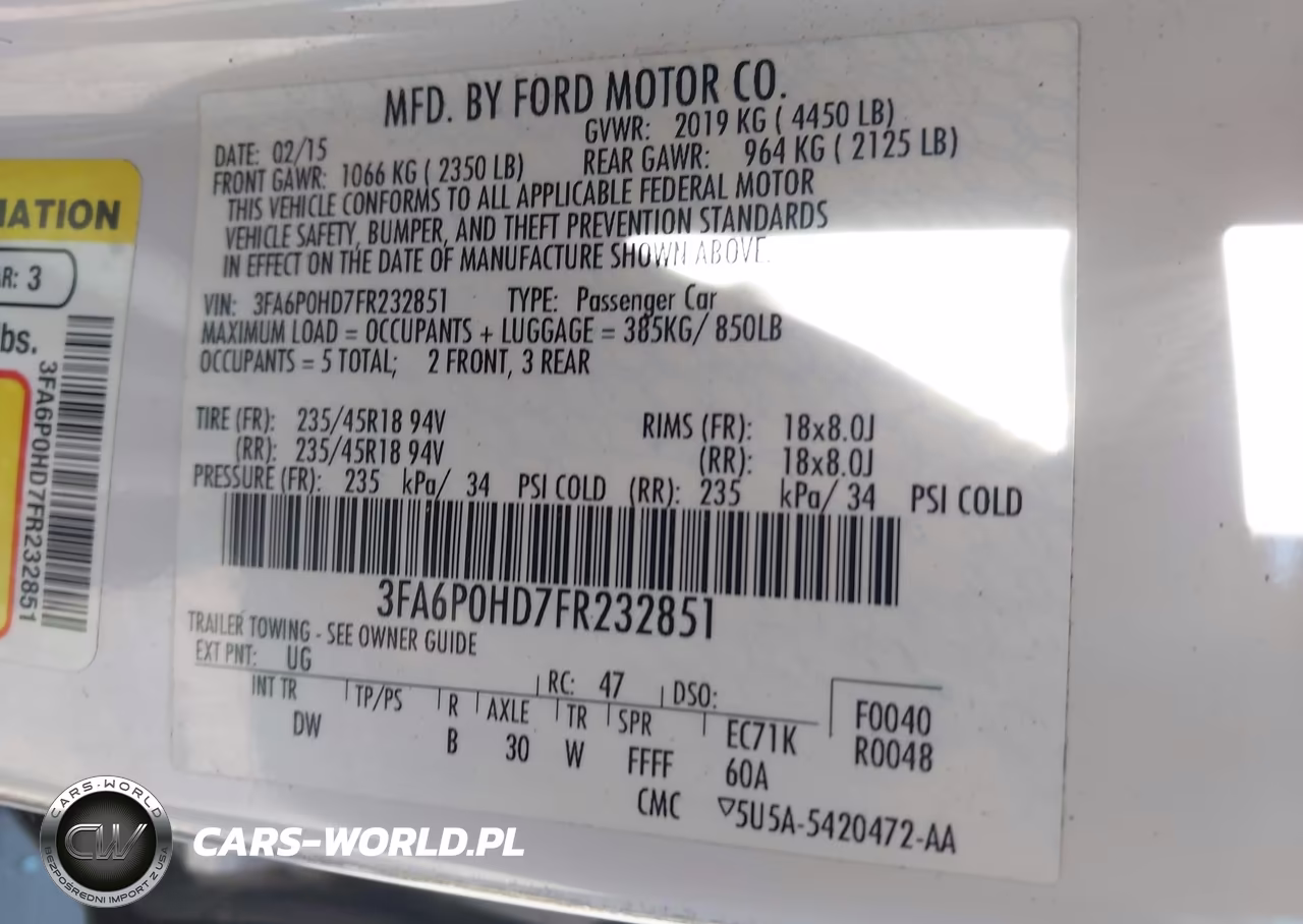 2015 Ford Fusion Se VIN:3FA6P0HD7FR232851 - 9