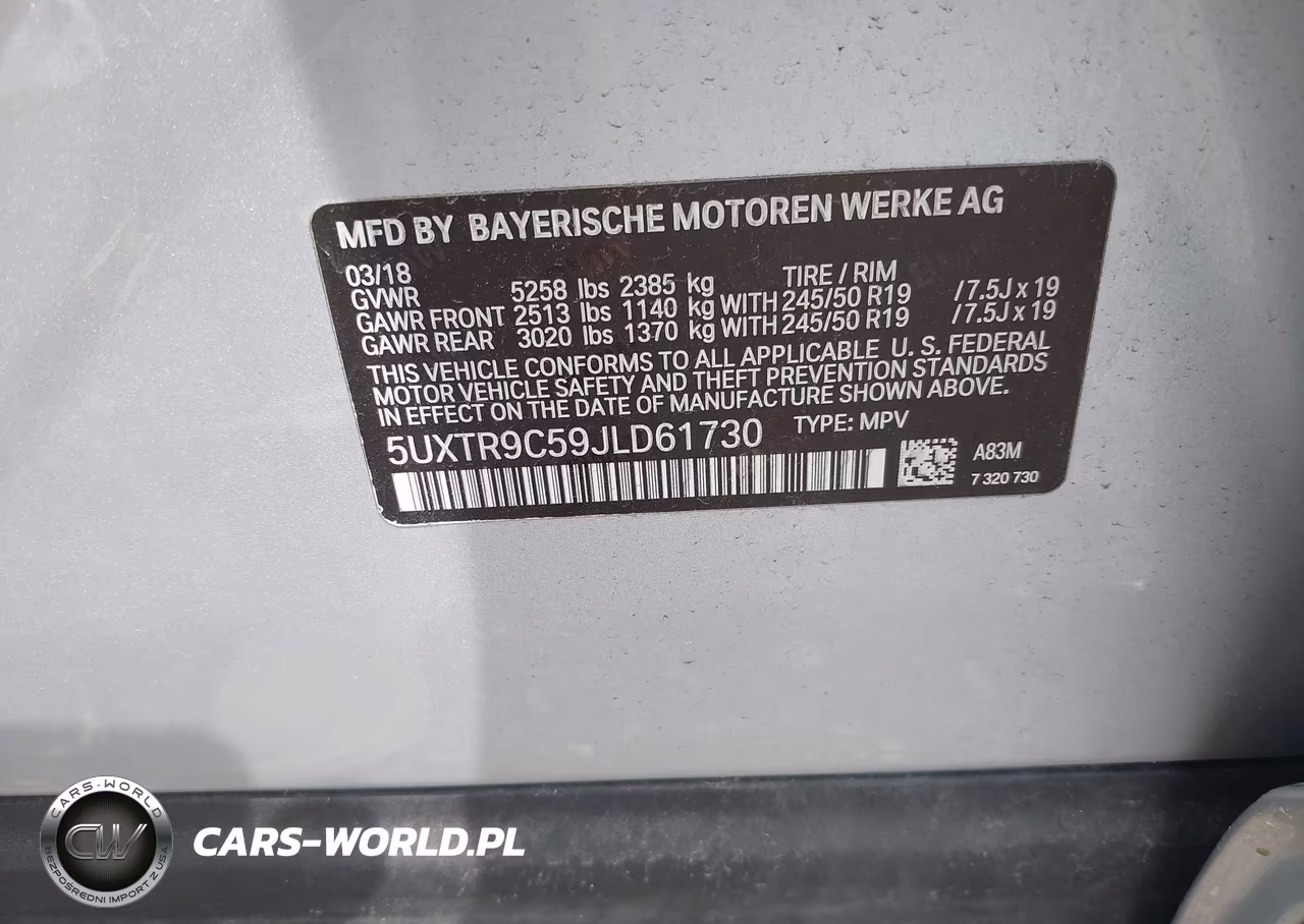 2018 BMW X3 xDrive30I VIN:5UXTR9C59JLD61730 - 9