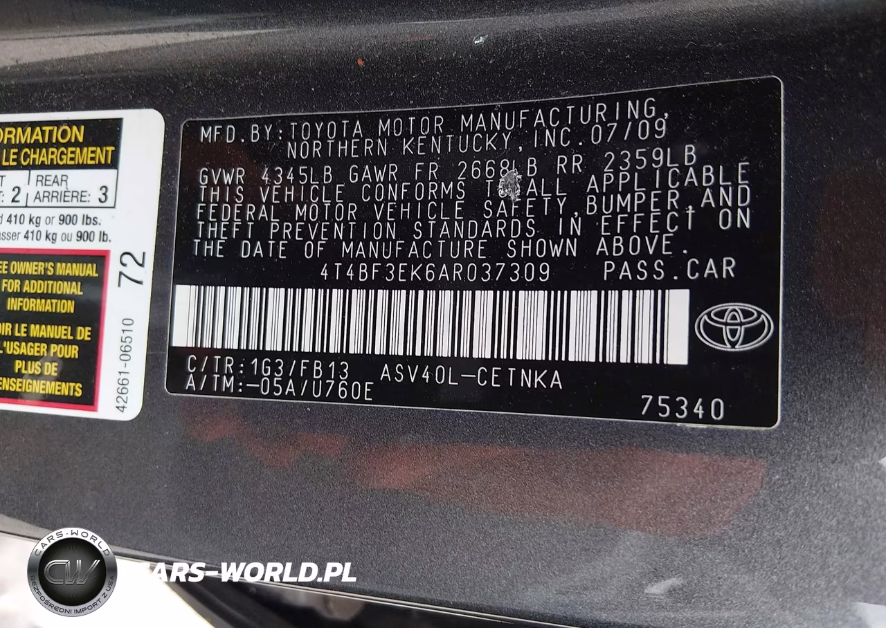 2010 Toyota Camry Le VIN:4T4BF3EK6AR037309 - 9