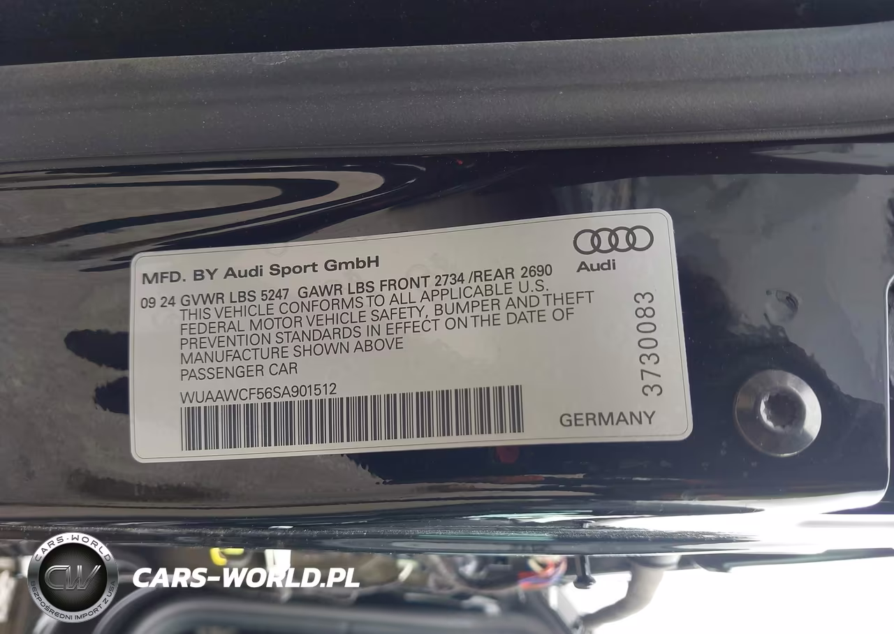 2025 Audi Rs 5 Sportback Tfsi Quattro Tiptronic VIN:WUAAWCF56SA901512 - 9