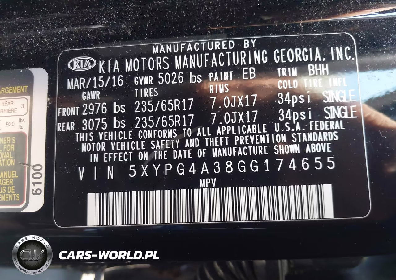 2016 Kia Sorento 2.4L Lx VIN:5XYPG4A38GG174655 - 9
