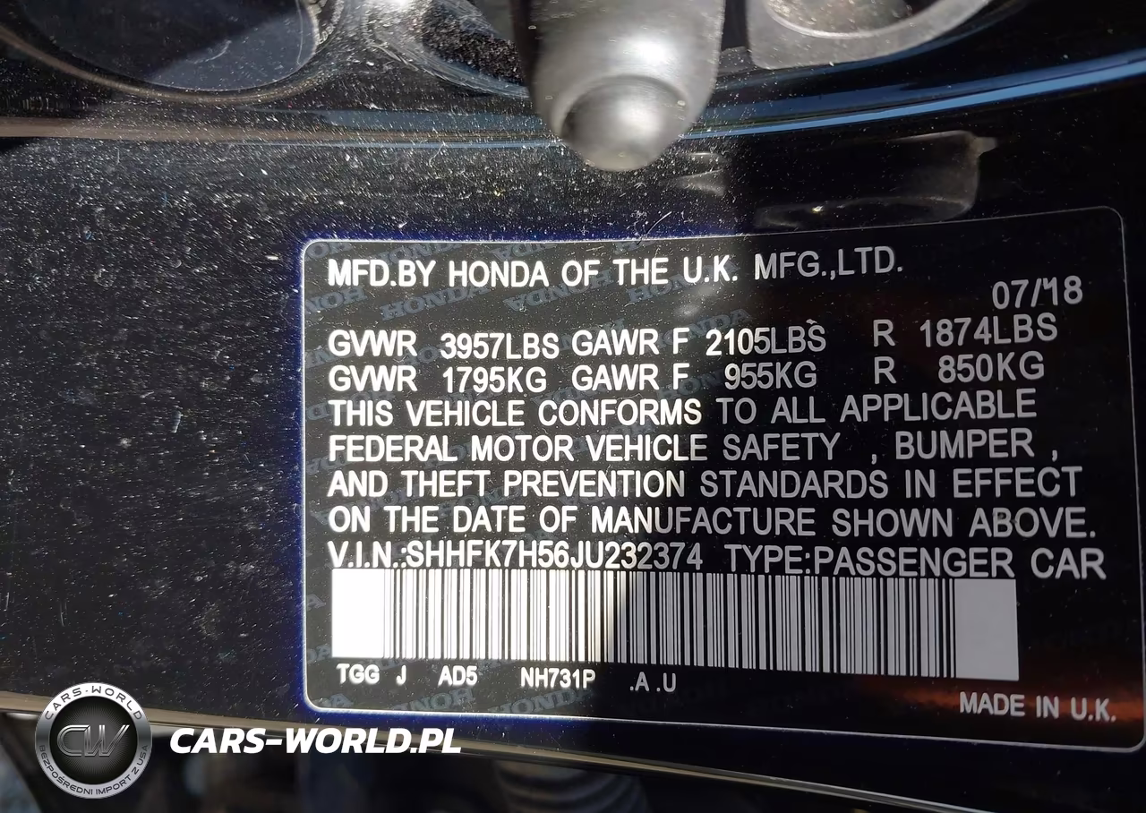 2018 Honda Civic Ex VIN:SHHFK7H56JU232374 - 9