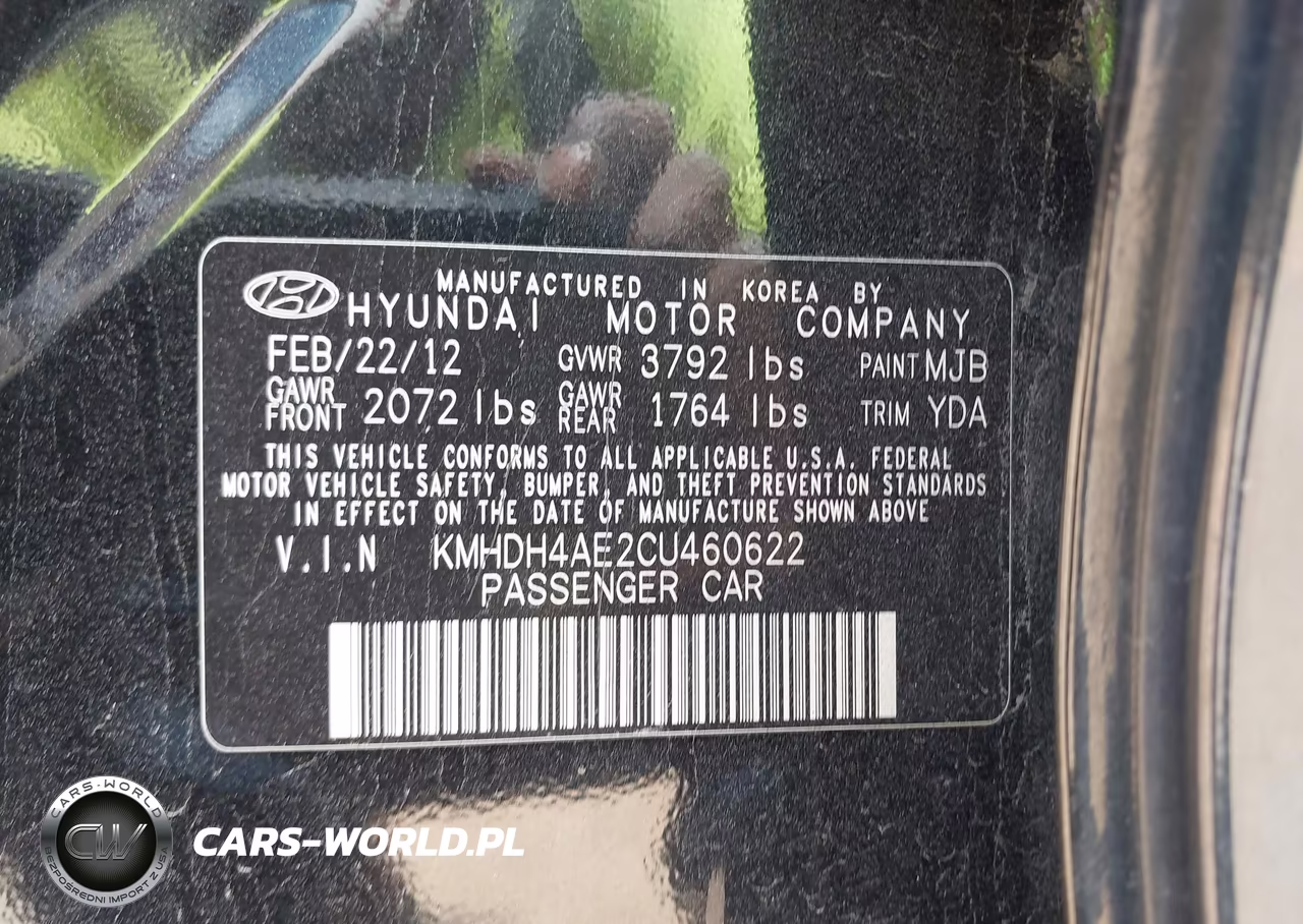 2012 Hyundai Elantra Gls (Ulsan Plant) VIN:KMHDH4AE2CU460622 - 9