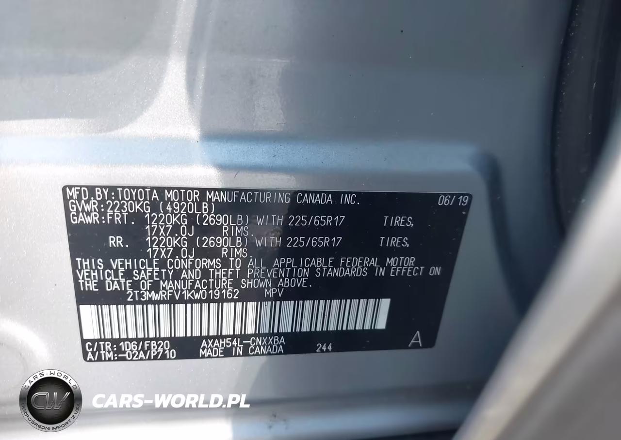 2019 Toyota Rav4 Hybrid Le VIN:2T3MWRFV1KW019162 - 9