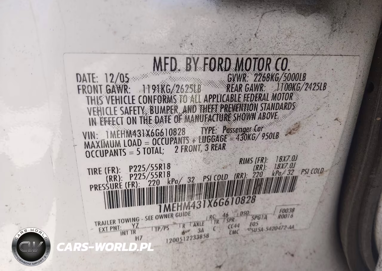 2006 Mercury Montego Premier VIN:1MEHM431X6G610828 - 9