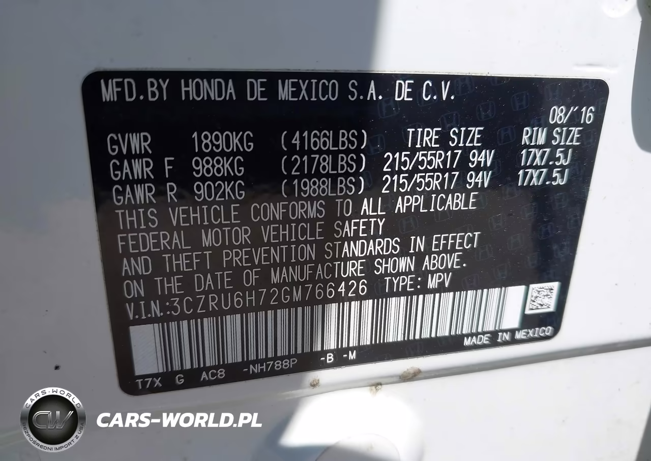 2016 Honda Hr-V Ex-L VIN:3CZRU6H72GM766426 - 9