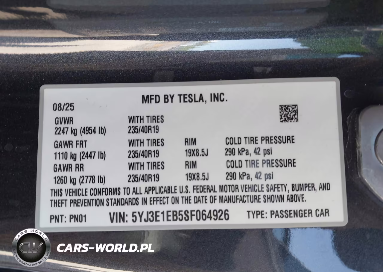 2025 Tesla Model 3 Long Range All-Wheel Drive VIN:5YJ3E1EB5SF064926 - 9