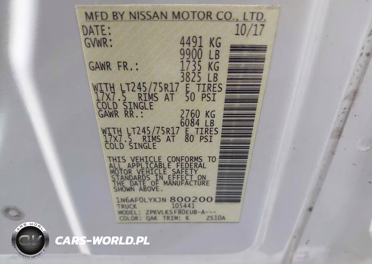 2018 Nissan Nv Cargo Nv3500 Hd Sl V8 VIN:1N6AF0LYXJN800200 - 9