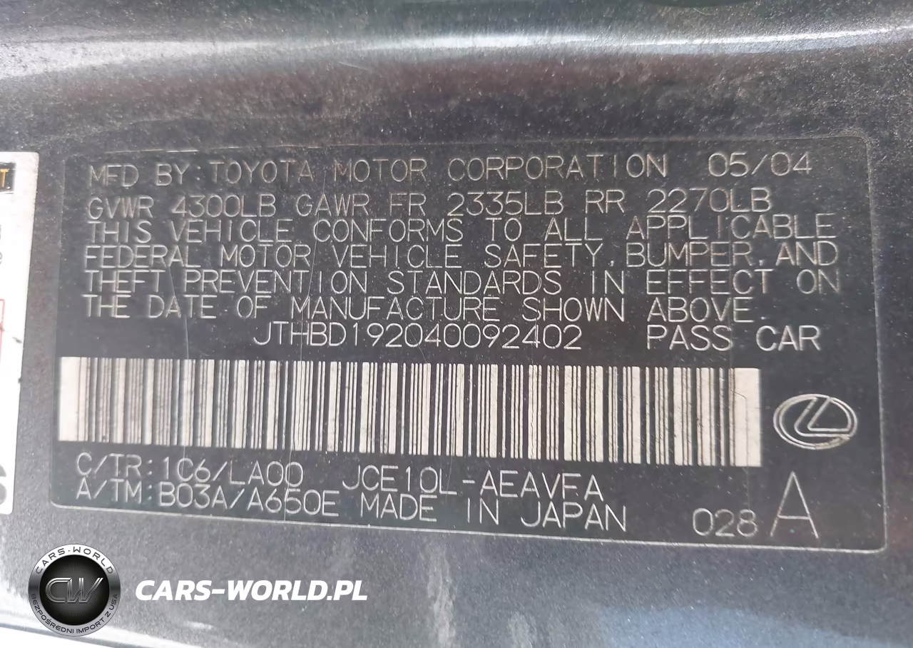 2004 Lexus Is 300 VIN:JTHBD192040092402 - 9