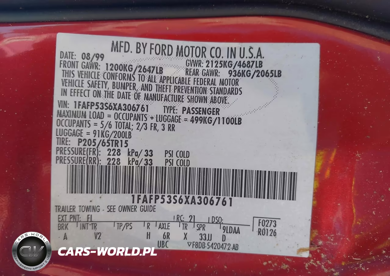 1999 Ford Taurus Se-Se-Ne VIN:1FAFP53S6XA306761 - 9