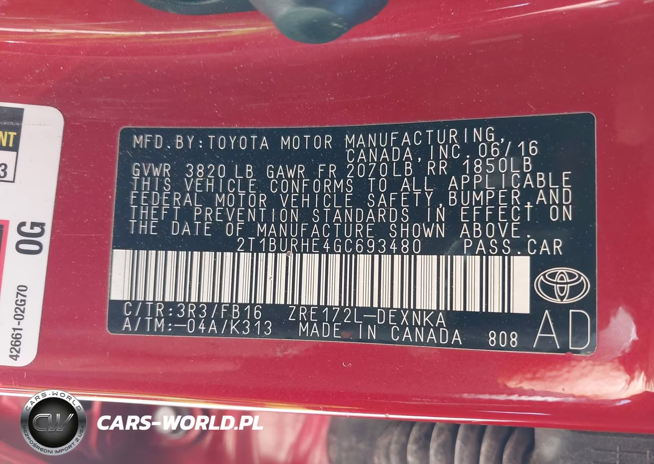 2016 Toyota Corolla Le VIN:2T1BURHE4GC693480 - 9