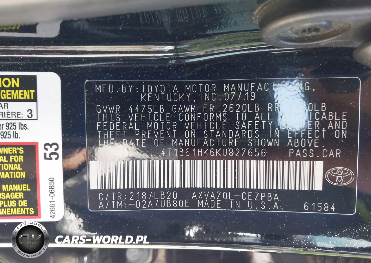 2019 Toyota Camry Xse VIN:4T1B61HK6KU827656 - 9