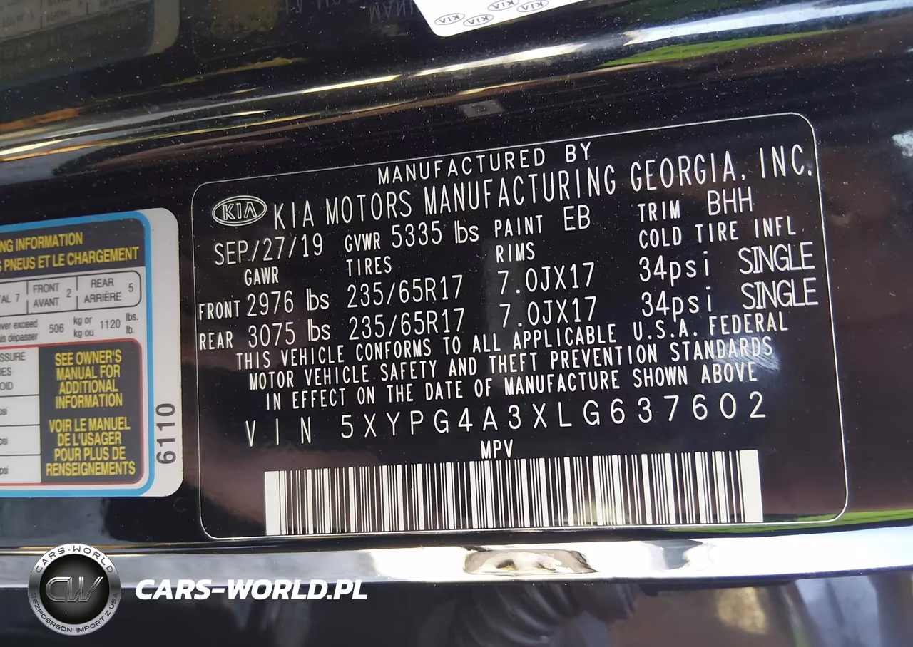 2020 Kia Sorento 2.4L Lx VIN:5XYPG4A3XLG637602 - 9