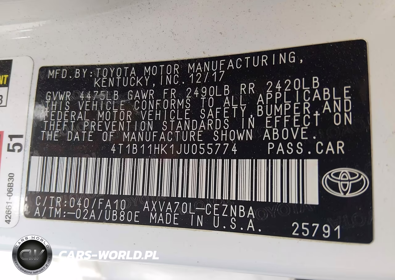 2018 Toyota Camry Le VIN:4T1B11HK1JU055774 - 9