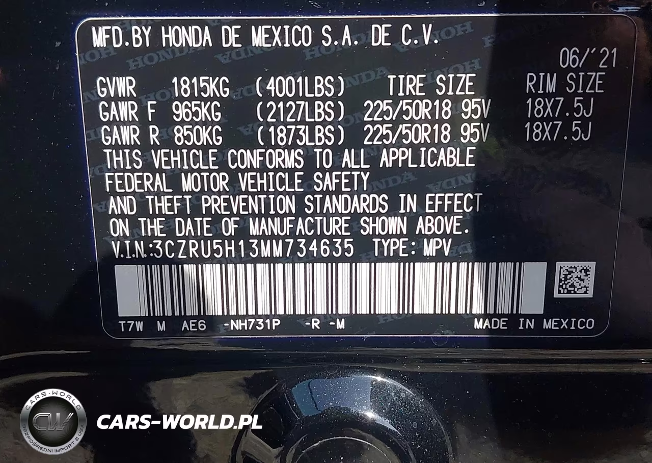 2021 Honda Hr-V 2Wd Sport VIN:3CZRU5H13MM734635 - 9