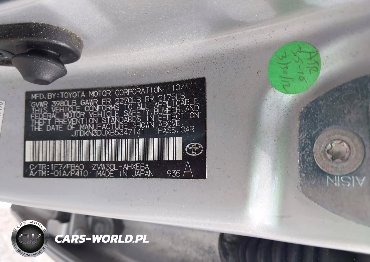 2011 Toyota Prius Two VIN:JTDKN3DUXB5347141 - 9
