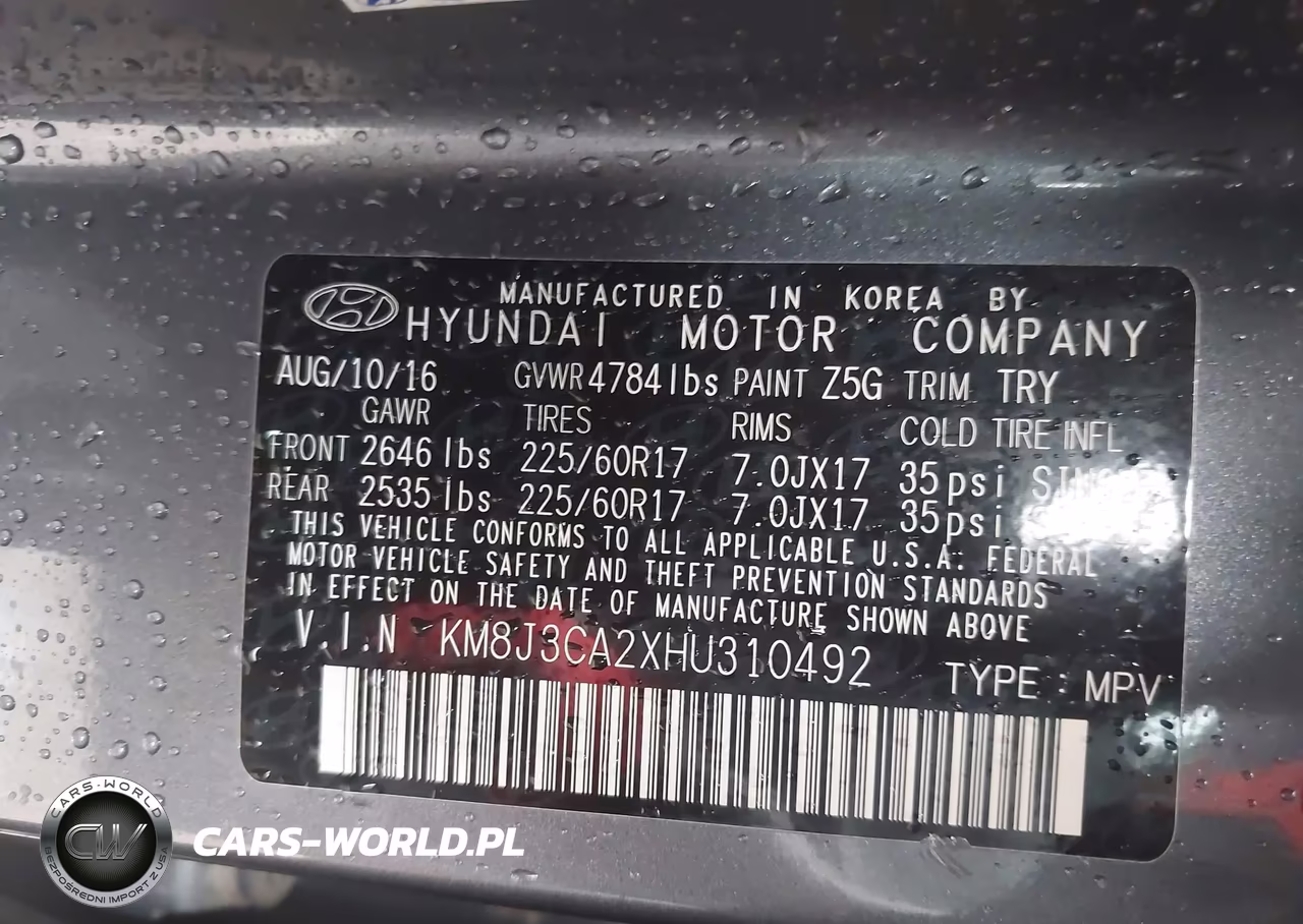 2017 Hyundai Tucson Eco VIN:KM8J3CA2XHU310492 - 9