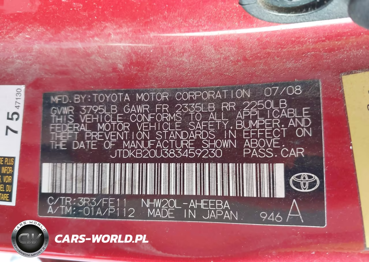 2008 Toyota Prius VIN:JTDKB20U383459230 - 9