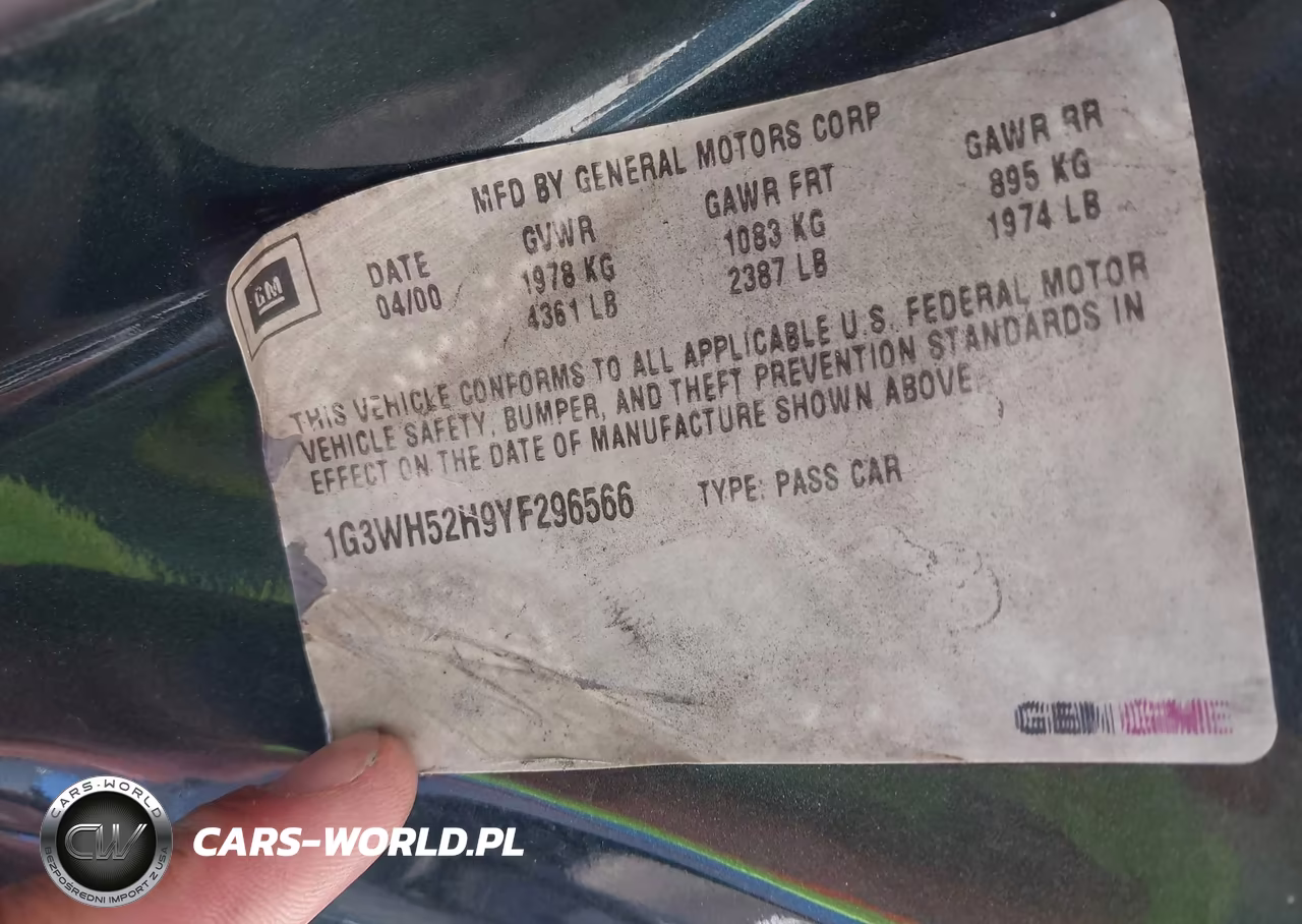 2000 Oldsmobile Intrigue Gx VIN:1G3WH52H9YF296566 - 9