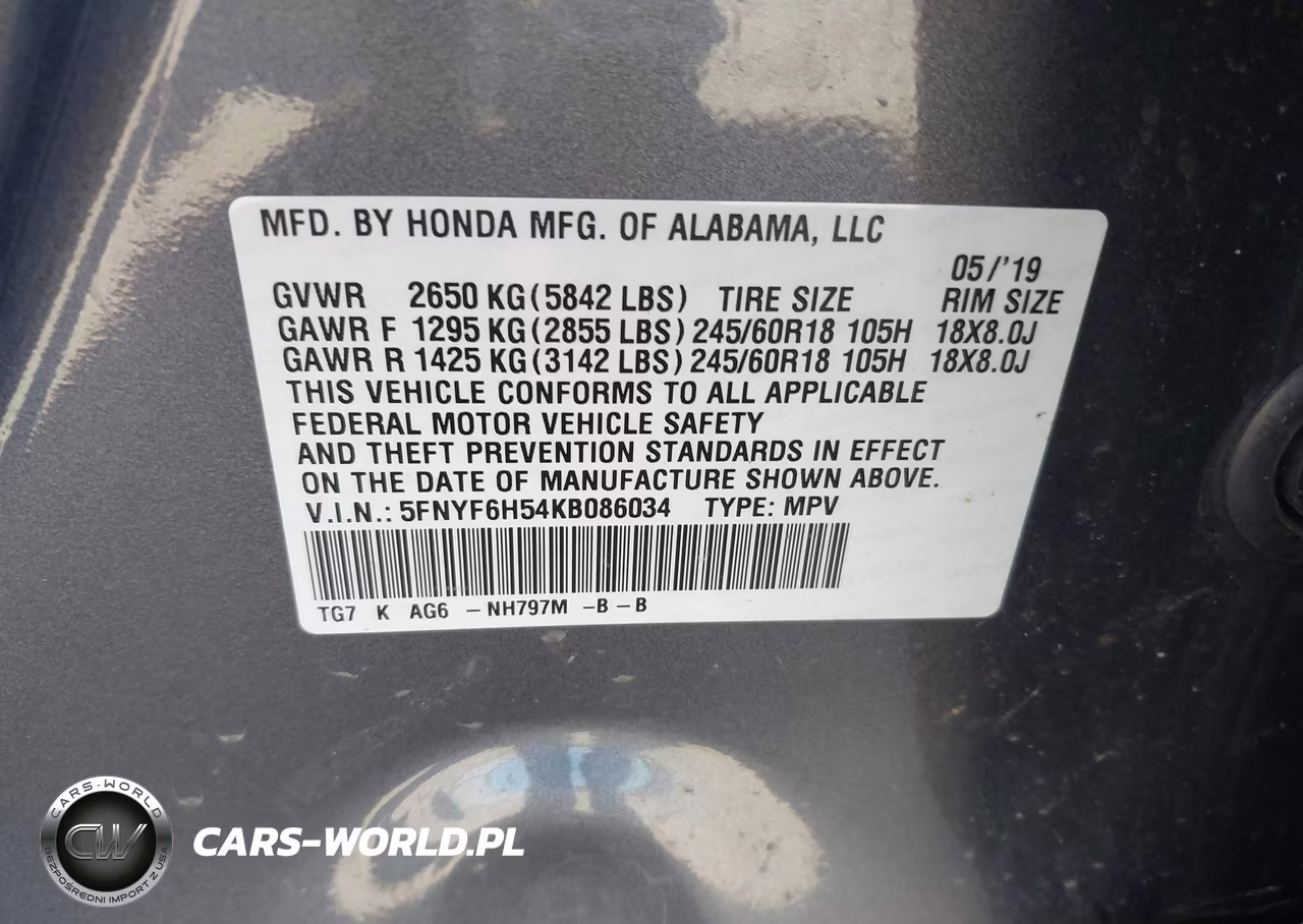 2019 Honda Pilot Ex-L VIN:5FNYF6H54KB086034 - 9