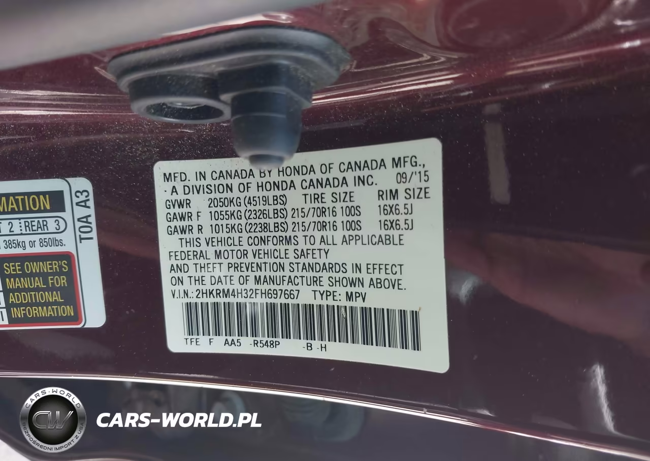 2015 Honda Cr-V Lx VIN:2HKRM4H32FH697667 - 9