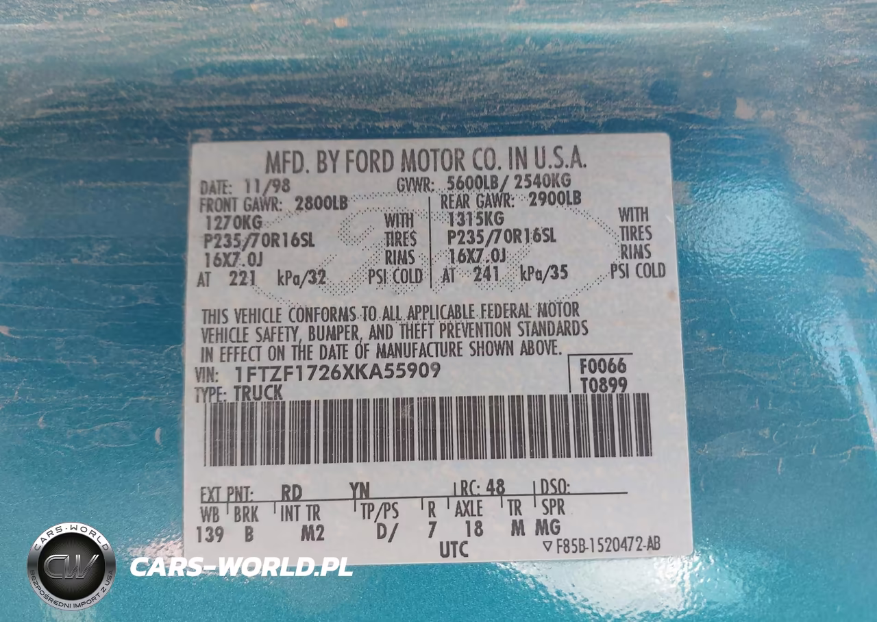 1999 Ford F-150 Work Series-Xl-Xlt VIN:1FTZF1726XKA55909 - 9